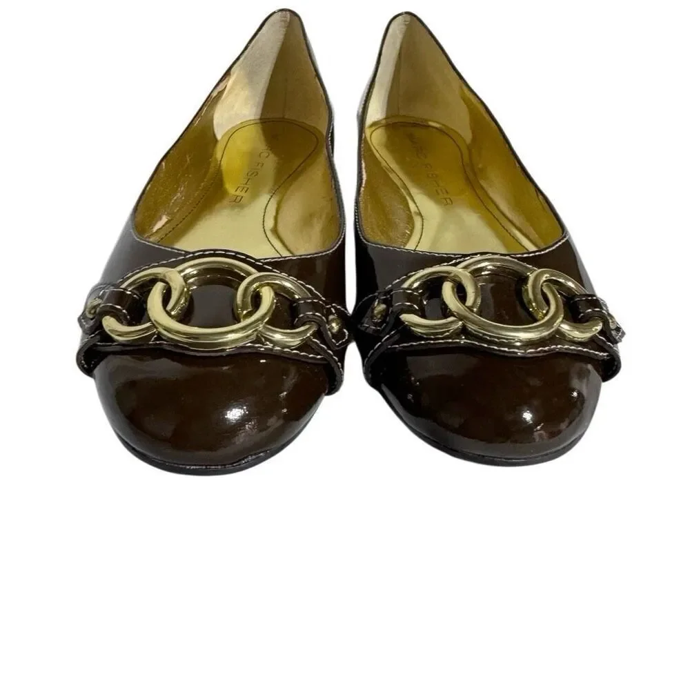 Marc Fisher brown patent leather Belinda ballet flats size 7.5